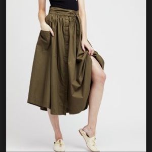 FREE PEOPLE Dream Of Me A-line Midi Skirt in Taupe S EUC
